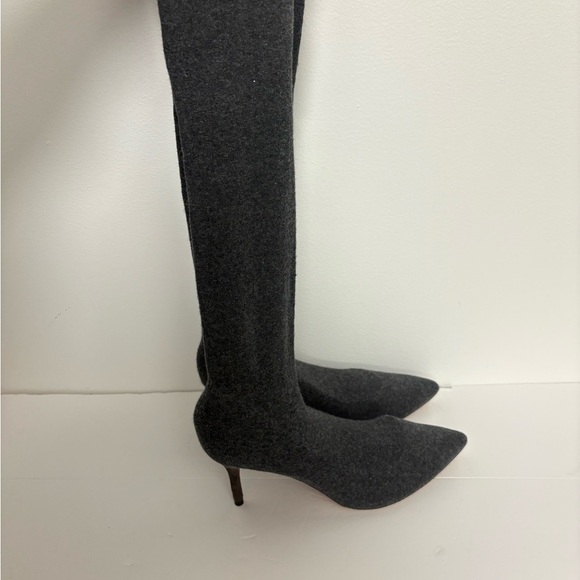 Zara Charcoal Heeled Boots - Picture 3 of 7